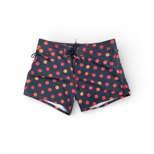 Birdwell Women's Swim Shorts - Navy with Red and Orange Polka Dots